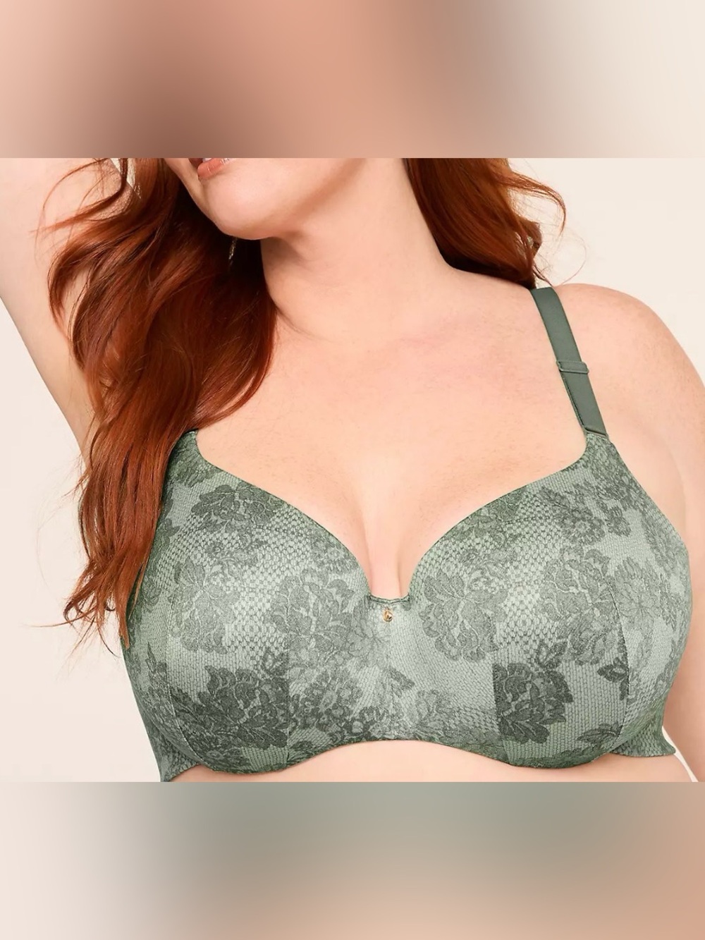Cacique Intimates Invisible Backsmoother Lightly Lined Balconette Bra 40F Sage